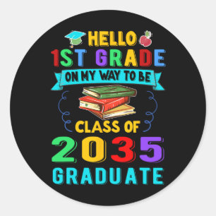 Sticker Rond Retour à l'école Premier Jour De Première Année Bo