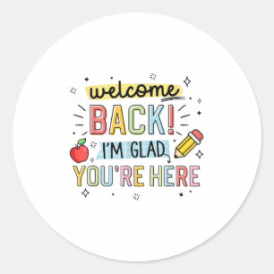 Sticker Rond Retour À L'École Professeur Bienvenue Retour Je Su