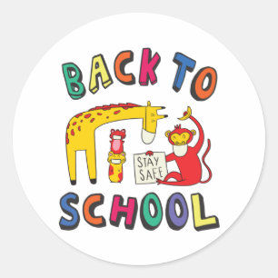 Sticker Rond Retour à l'école - Restez en sécurité