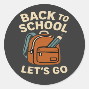 Sticker Rond Retour à l'école Rétro élèves enseignants et paren