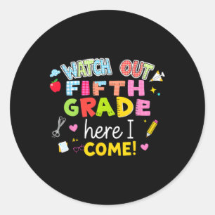 Sticker Rond Retour À L'École Suivre La Cinquième Année Ici Je