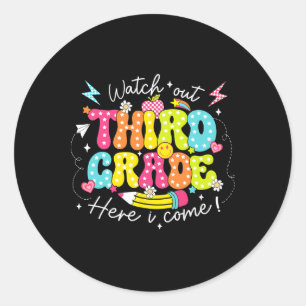 Sticker Rond Retour À L'École Suivre La Troisième Année Je Vien