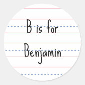 Sticker Rond Retour à l'école Thème cahier initiale du nom (Devant)