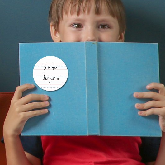 Sticker Rond Retour à l'école Thème cahier initiale du nom