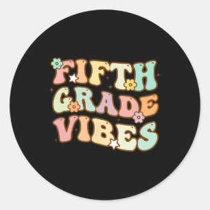 Sticker Rond Retour À L'École Vibes De Cinquième Année Étudiant
