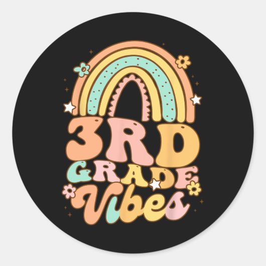 Sticker Rond Retour à l'école Vibes de troisième année Enseigna (Devant)
