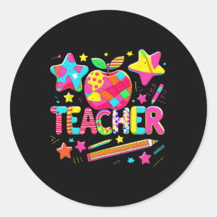 Sticker Rond Retour À L'École Vie De L'Enseignant Inspiré Appre