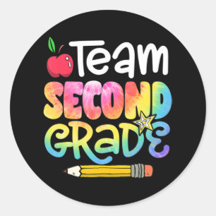 Sticker Rond Retour à l'équipe scolaire Deuxième année Tie Dye
