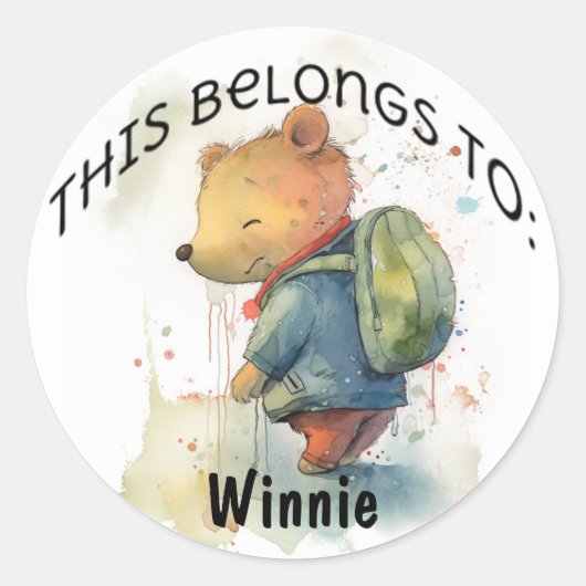 Sticker Rond Retour à l'ours scolaire (Devant)