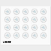 Sticker Rond Retour Adresse Blue Starfish Rustic Beach Mariage (Feuille)