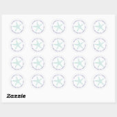 Sticker Rond Retour Adresse Blue Turquoise Starfish Beach Maria (Feuille)