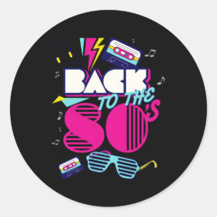 Sticker Rond Retour Aux Années 80 J'Aime Les Années 80