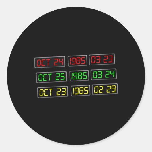 Sticker Rond Retour aux années 80 par Time Travel Machine (Devant)