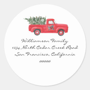 Sticker Rond Retour d'adresse de camion rouge