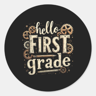Sticker Rond Retourner À L'École 1Ere Année Excitatif