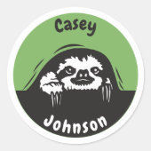 Sticker Rond Retourner à l'école nom étiquette, mignonne paress (Devant)