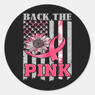 Sticker Rond Retourner Le Ruban rose Drapeau Sensibilisation au