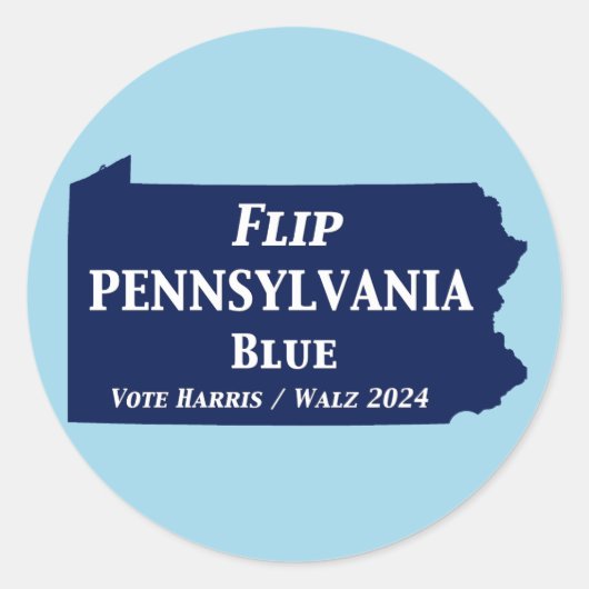Sticker Rond Retourner Pennsylvania Blue en 2024 (Devant)
