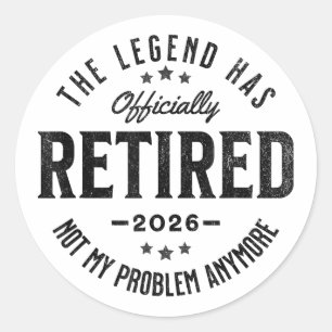 Sticker Rond Retraité 2026 plus mon problème Vintage Rétro