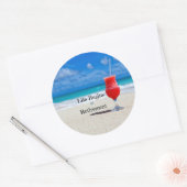 Sticker Rond Retraite, Boisson givrée sur la plage (Enveloppe)