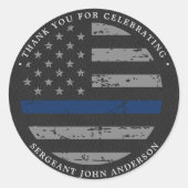 Sticker Rond Retraite de la police mince ligne bleue Merci (Devant)