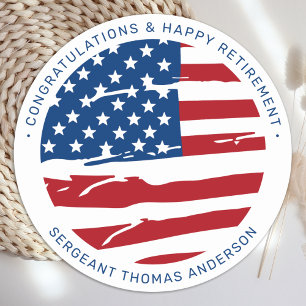 Sticker Rond Retraite militaire USA American Flag Patriotic