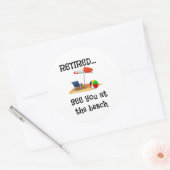 Sticker Rond Retraité...Voir à la plage (Enveloppe)