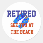 Sticker Rond Retraité - Voir à la plage (Devant)