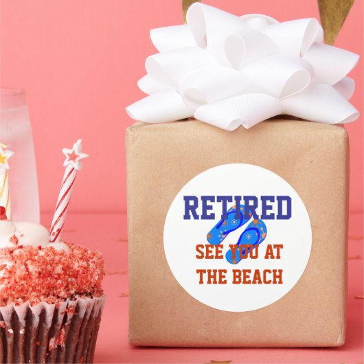 Sticker Rond Retraité - Voir à la plage (Fête)