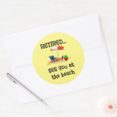 Sticker Rond Retraité...Voir à la plage (Enveloppe)