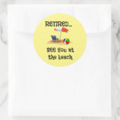 Sticker Rond Retraité...Voir à la plage (Sac)