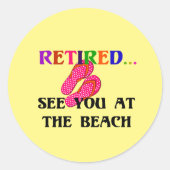 Sticker Rond Retraité - Voir à la plage (Devant)