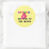 Sticker Rond Retraité - Voir à la plage (Sac)