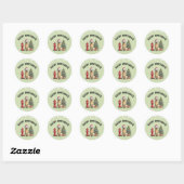 Sticker Rond Rétreiver doré de Noël (Feuille)
