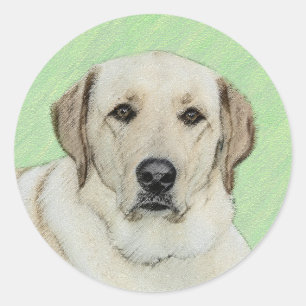 Sticker Rond Retriever du Labrador jaune et balles de tennis Pe