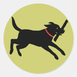 Sticker Rond Retriever du Labrador (Noir)