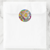 Sticker Rond Retro 60s Psychedelic Sunshine Aigle Cadeaux (Sac)