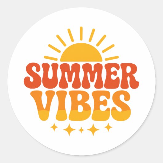 Sticker Rond Retro 70s Groovy Summer Vibes Sunshine (Devant)