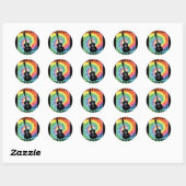 Sticker Rond Retro 80s Hippie Peace Love Rock N Roll (Feuille)