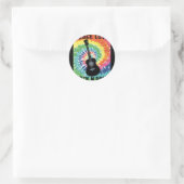 Sticker Rond Retro 80s Hippie Peace Love Rock N Roll (Sac)