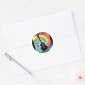 Sticker Rond Retro 80s Hippie Peace Love Rock N Roll (Enveloppe)