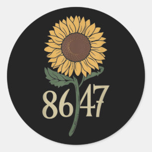 Sticker Rond Retro 8647 Subtle Anti Trump 86 47 Floral Boho Sty