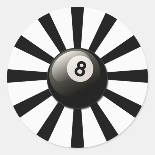 STICKER ROND RETRO 8 BALL (Devant)