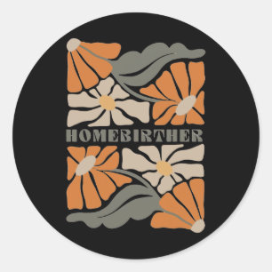Sticker Rond Rétro Accueil Naissance Fleurs Boho Homère Mères