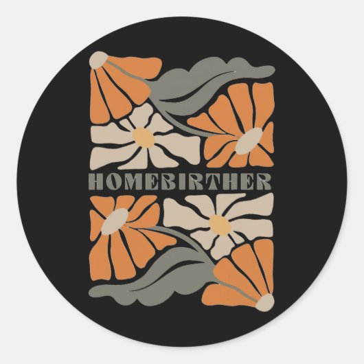 Sticker Rond Rétro Accueil Naissance Fleurs Boho Homère Mères (Devant)