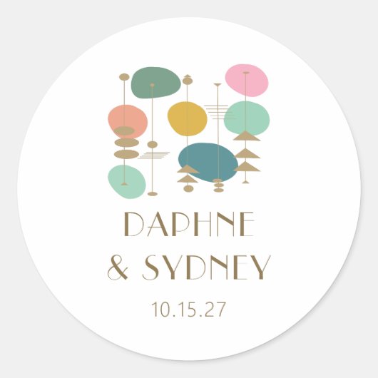 Sticker Rond Retro Age atomique milieu du siècle moderne mariag (Devant)