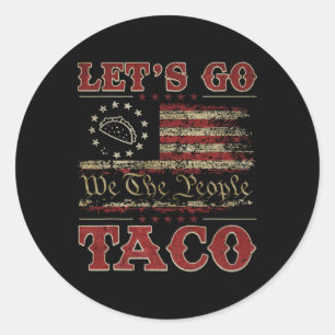 Sticker Rond Retro Allons Taco Chemise Drôle Allons Taco Pour