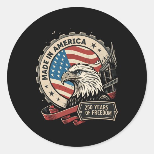 Sticker Rond Retro America 250e Anniversaire Grunge Us (Devant)