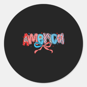 Sticker Rond Retro America Coquette 4 juillet Memorial Day Pa