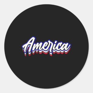Sticker Rond Retro Amérique Vintage États-Unis Drapeau Jour com